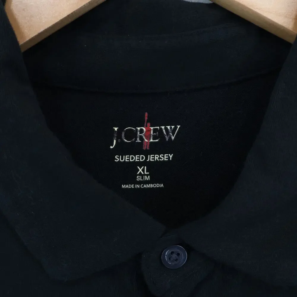 J.Crew Slim Sueded Cotton Polo Shirt Black Size XL NWT